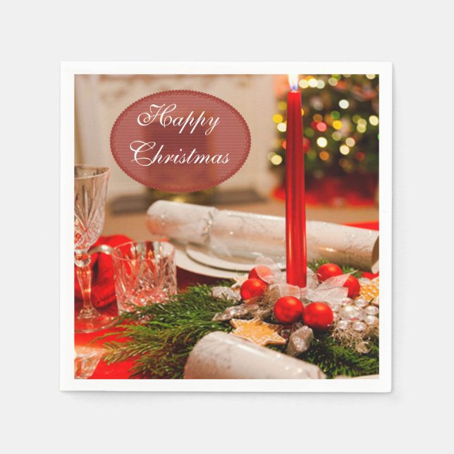 "God Jul" Julknäppar & Ljus Pappersservett (Framsidan)
