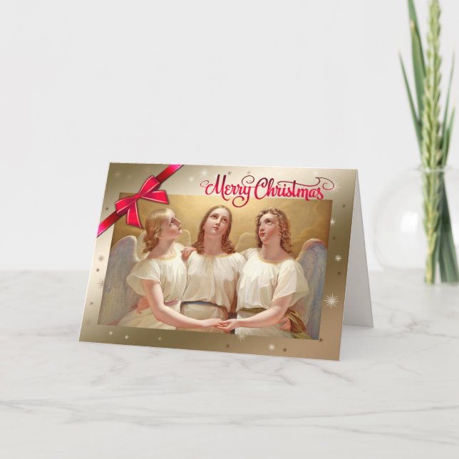 God Jul. Julmålning Änglar Helgkort (Framsida)