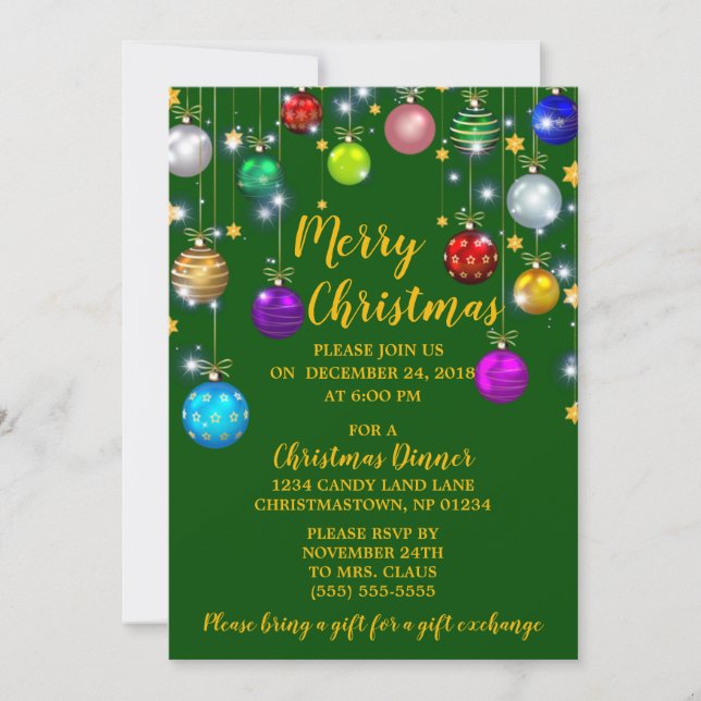 God jul, julmiddag inbjudningar (Framsida)