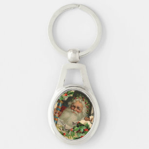 God jul Jultomten Antique Classic Ovalt Silverfärgad Nyckelring