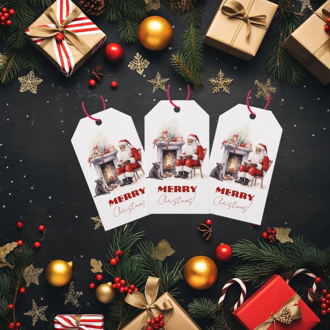 God jul Jultomten av Fireplace Presentetikett (Skapare uppladdad)