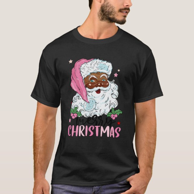 God jul Jultomten Black Afro African Ame T Shirt (Framsida)