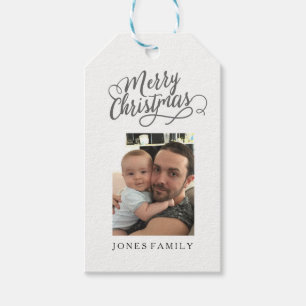 God jul Jultomten Family Photo Bild Presentetikett