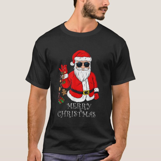 God jul Jultomten Funny Family Pajamas X T Shirt (Framsida)