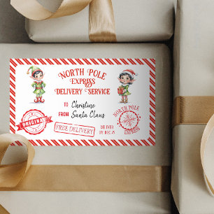 God jul, Jultomten Gift North Pole Delivery Rektangulärt Klistermärke