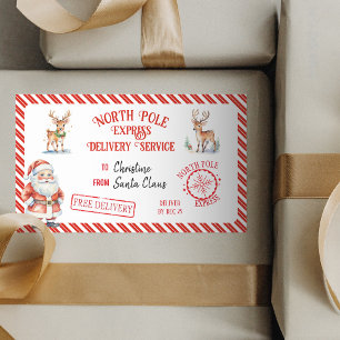 God jul, Jultomten Gift North Pole Delivery Rektangulärt Klistermärke