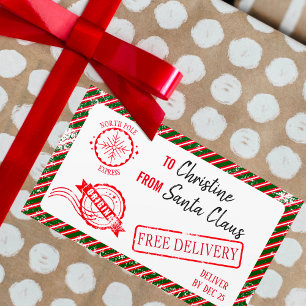 God jul, Jultomten Gift North Pole Delivery Rektangulärt Klistermärke
