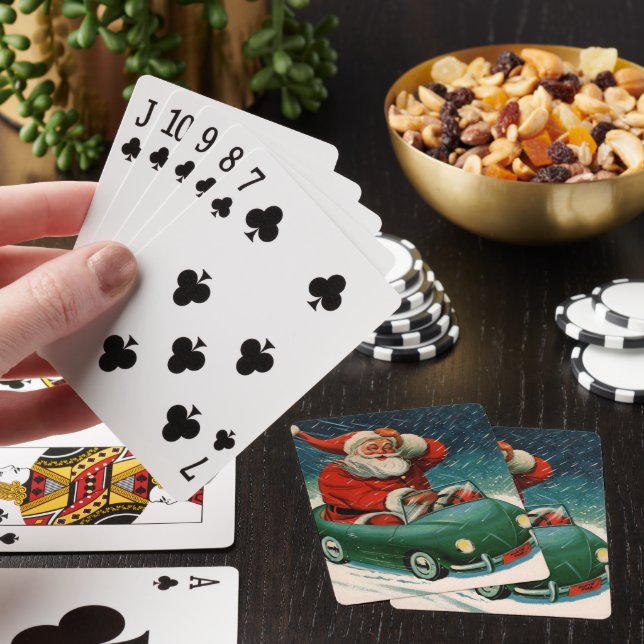 God jul, Jultomten i en Cute Car Casinokort (På plats)