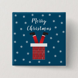 God jul Jultomten i en Skorsten Knapp