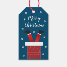 God jul Jultomten i en Skorsten Presentetikett
