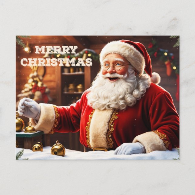 God jul Jultomten i sin workshop Helg Vykort (Framsida)
