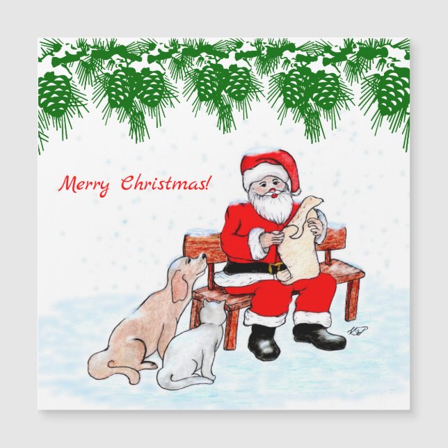 God jul - Jultomten med katt och Hund (Framsida)