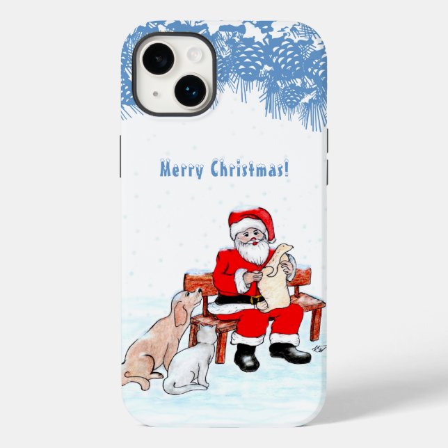 God jul - Jultomten med katt och Hund (Baksida)
