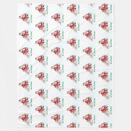 God Jul! Jultomten med katt och Hund Fleecefilt