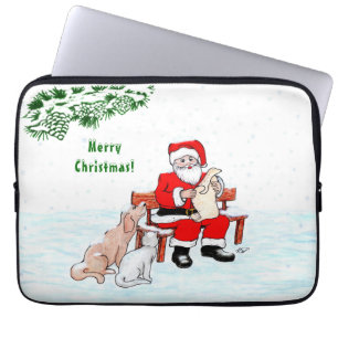 God Jul! Jultomten med katt och Hund Laptop Fodral