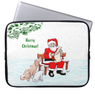 God Jul! Jultomten med katt och Hund Laptop Fodral