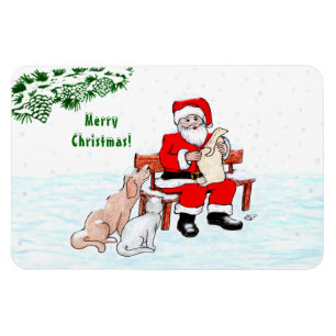 God Jul! Jultomten med katt och Hund Magnet