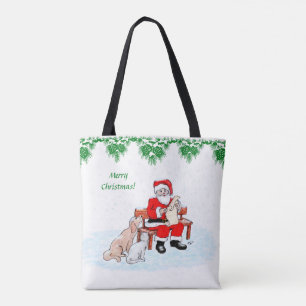 God jul - Jultomten med katt och Hund Tygkasse
