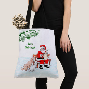 God Jul! Jultomten med katt och Hund Tygkasse