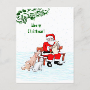 God Jul! Jultomten med katt och Hund Vykort