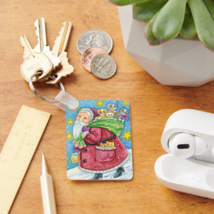 God jul, Jultomten med kattungar och katter! Nyckelring