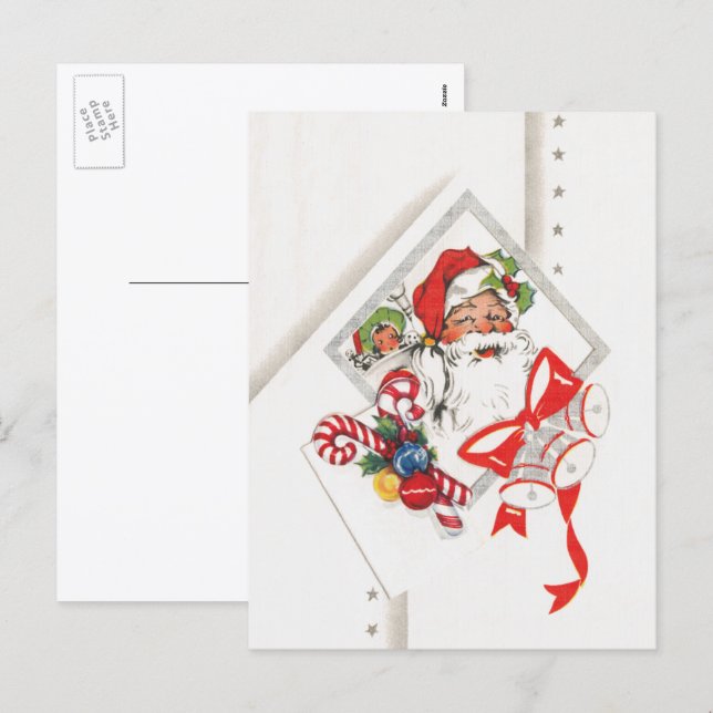 God jul, Jultomten med Polkagrisar Helg Vykort (Fram/baksida)