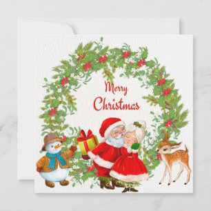 God jul Jultomten och Claus Julkort