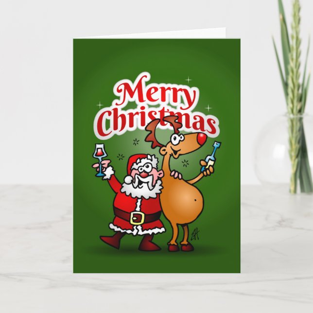 God jul - jultomten och hans ren helgkort (Framsida)