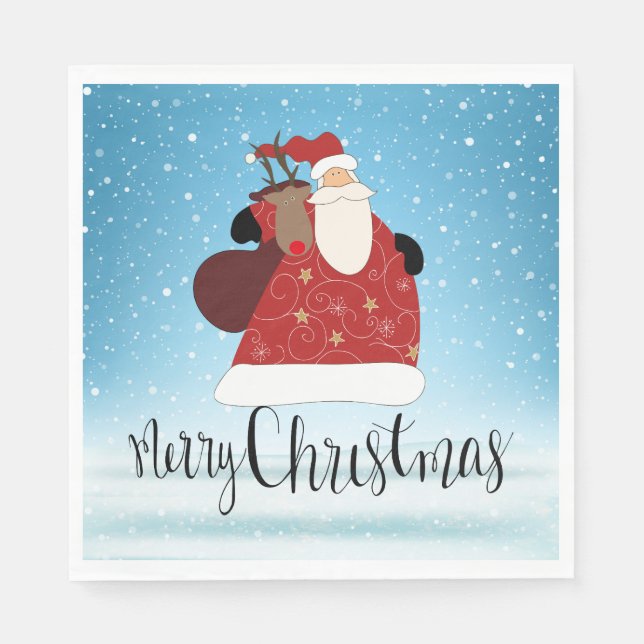 God jul Jultomten och Rudolph Pappersservett (Framsidan)