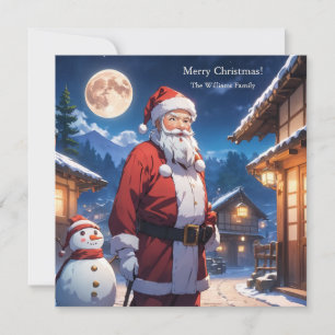 God jul Jultomten och Snögubbe Julkort