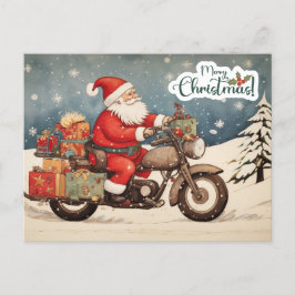 God jul Jultomten på motorcykel Helg Vykort
