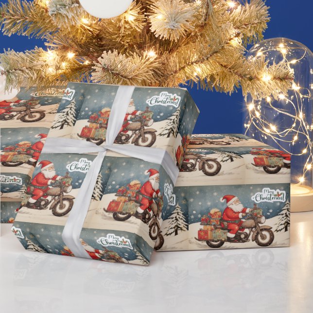 God jul Jultomten på motorcykel Presentpapper (Helgdagar)