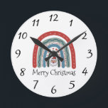 God jul Jultomten Rainbow Rund Klocka<br><div class="desc">En vit vattenfärgsklocka jul,  Jultomten-regnbåge för din helgdag-dekoration.</div>