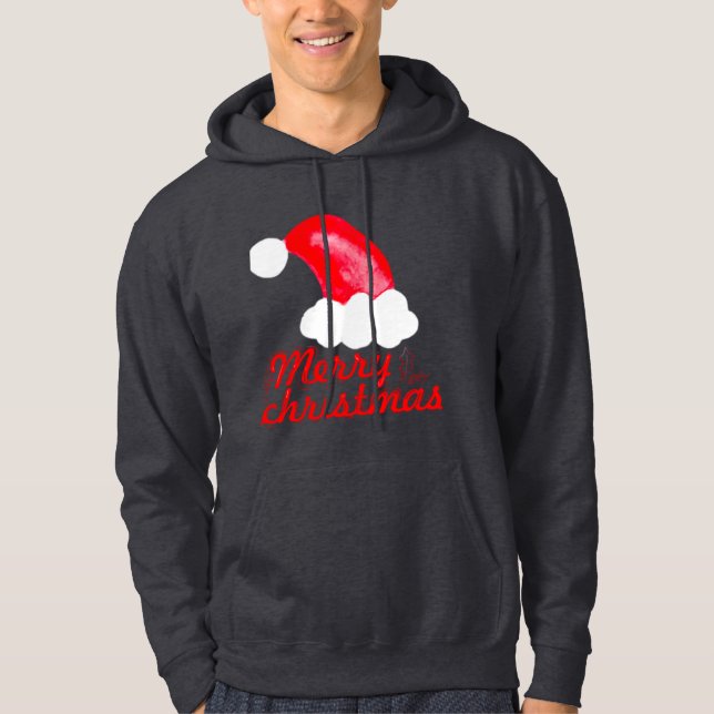 God jul Jultomten Red Cap Hoodie (Framsida)