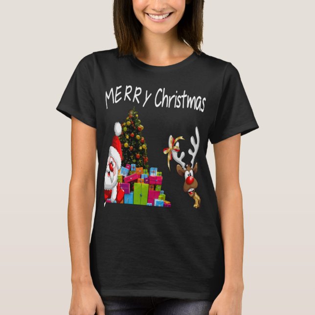 God jul jultomten Reindeer T Shirt (Framsida)