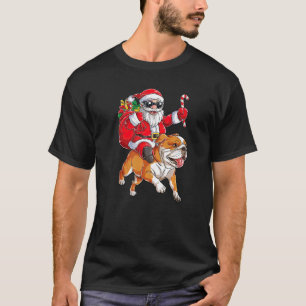 God jul Jultomten Riding English Bulldog Merry T Shirt