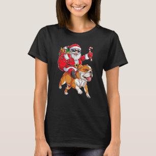 God jul Jultomten Riding English Bulldog Merry T Shirt