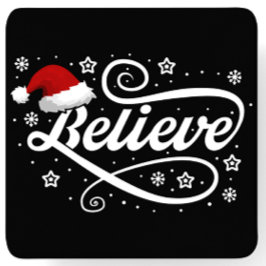 God jul, Jultomten - Santa Hat Black Underlägg Papper Kvadrat