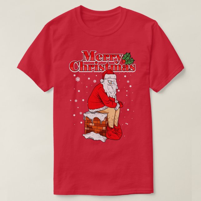 God jul Jultomten Skorsten Poop T Shirt (Design framsida)