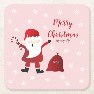 God jul Jultomten Snöflingor Red White Underlägg Papper Kvadrat