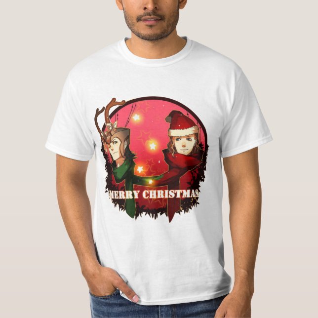 GOD JUL JULTOMTEN SNÖGUBBE HJORT LOKI THOR T SHIRT (Framsida)
