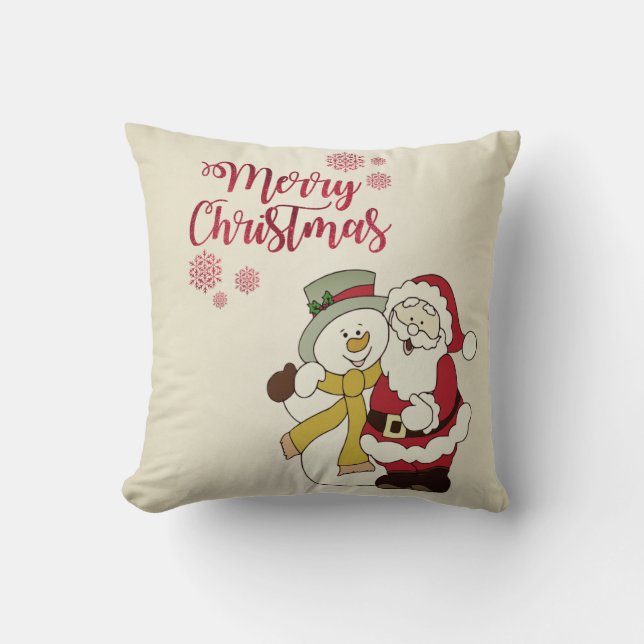 God jul,Jultomten,Snögubbe Kudde (Framsida)