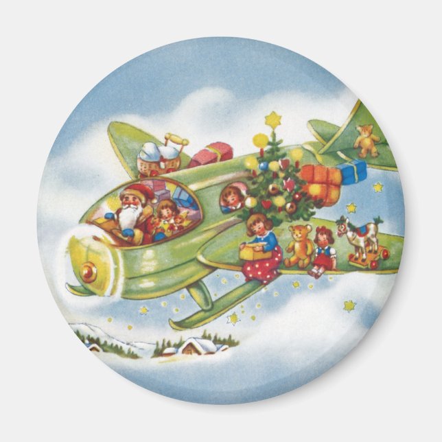 God jul, Jultomten som flyger ett flygplan Magnet (Framsidan)