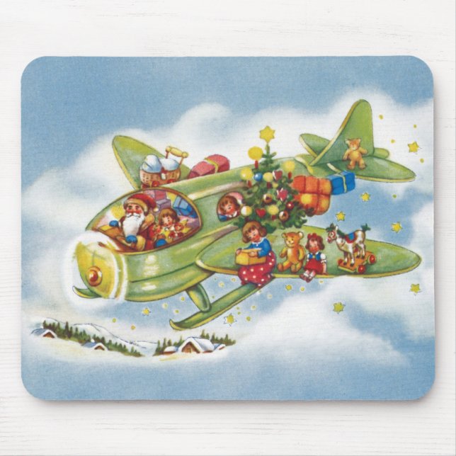 God jul, Jultomten som flyger ett flygplan Musmatta (Framsidan)