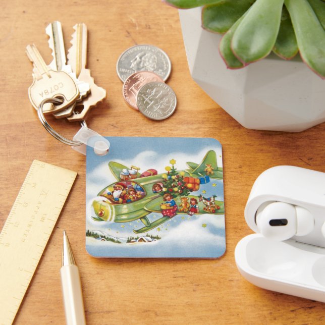 God jul, Jultomten som flyger ett flygplan Nyckelring (Skrivbord)