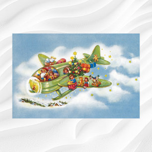 God jul, Jultomten som flyger ett flygplan Poster