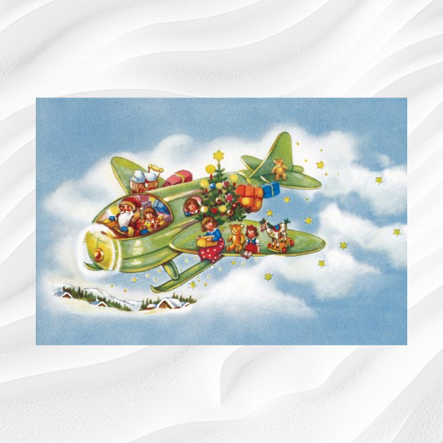 God jul, Jultomten som flyger ett flygplan Poster (Skapare uppladdad)