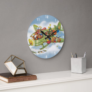 God jul, Jultomten som flyger ett flygplan Stor Klocka