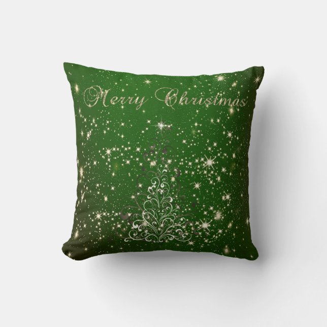 God Jul,Jultre,Sparklar,Grön Kudde (Framsida)