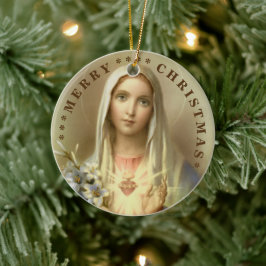 God Jul | Jungfru Maria | Keramikprydnad Julgransprydnad Keramik